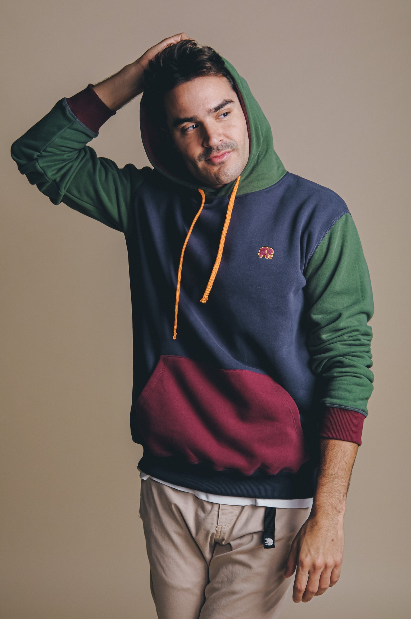 Organic Color Block Hoodie Trendsplant Blue