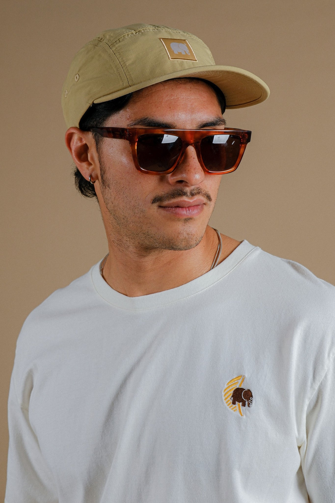 Water Repellent Nylon Five Panel Cap Sand