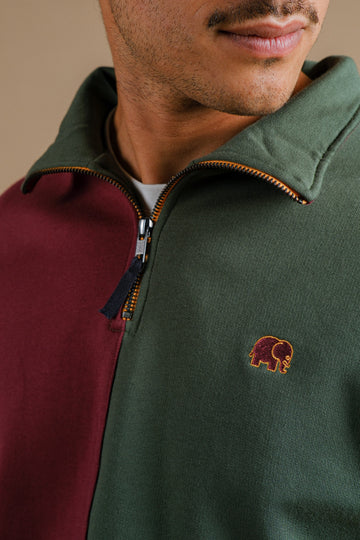 Color Block Half Zip Sweater 