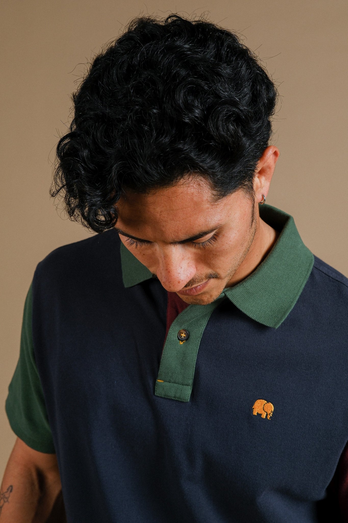 Organic Color Block Polo Shirt Trendsplant Blue