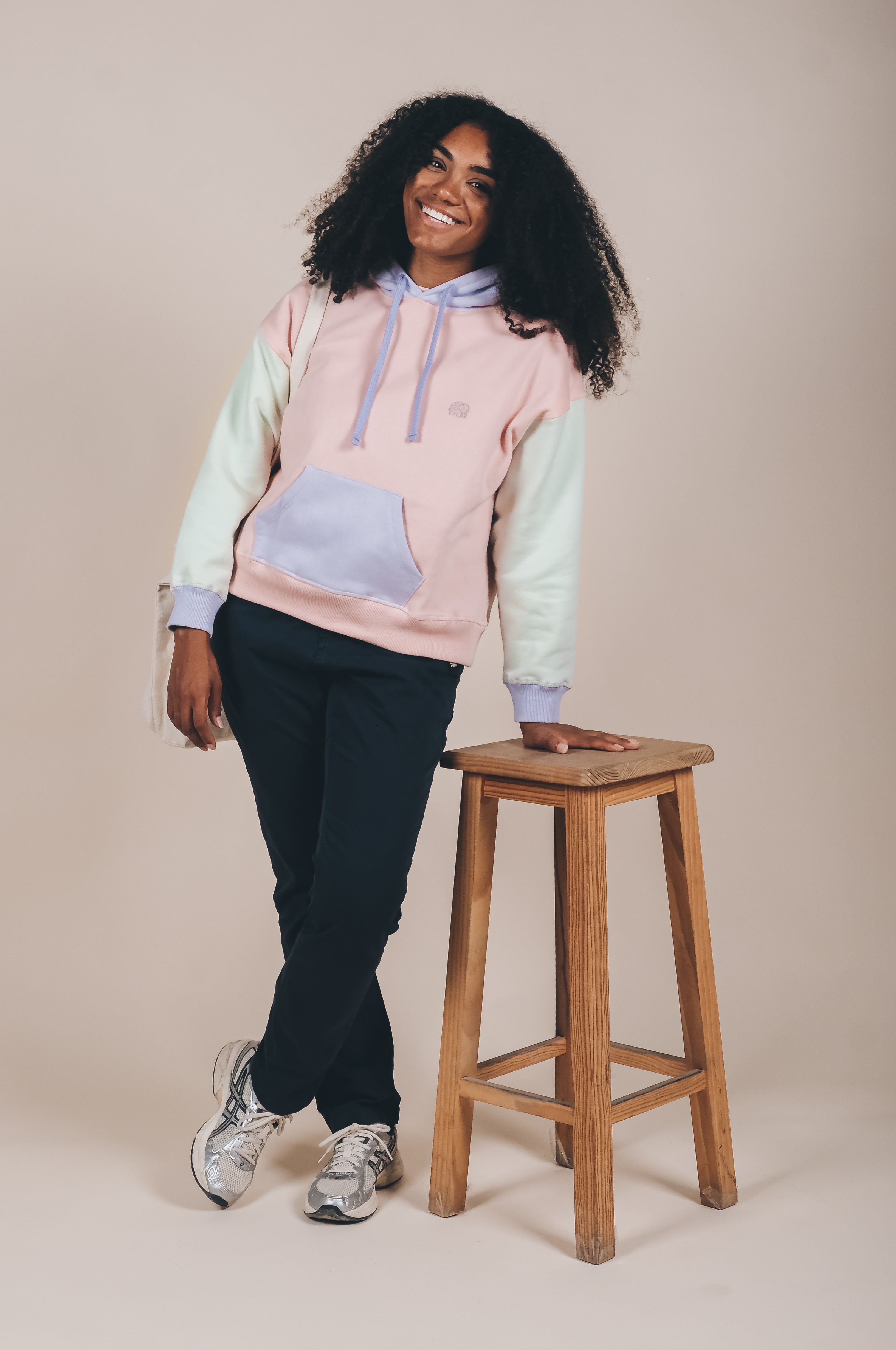 Pink color store block hoodie