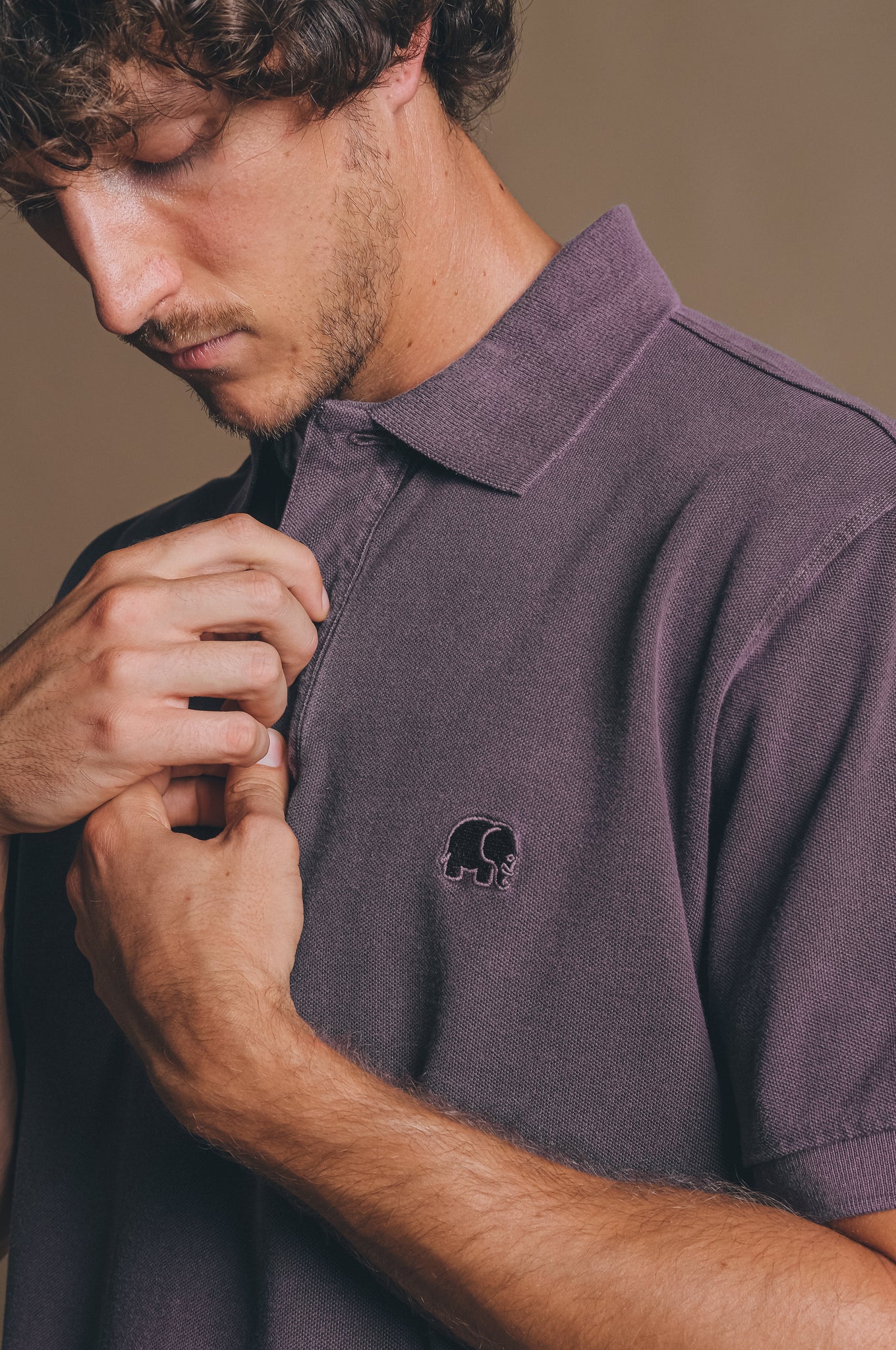 Alcalali Pigment Dyed Polo Shirt Sunset Purple