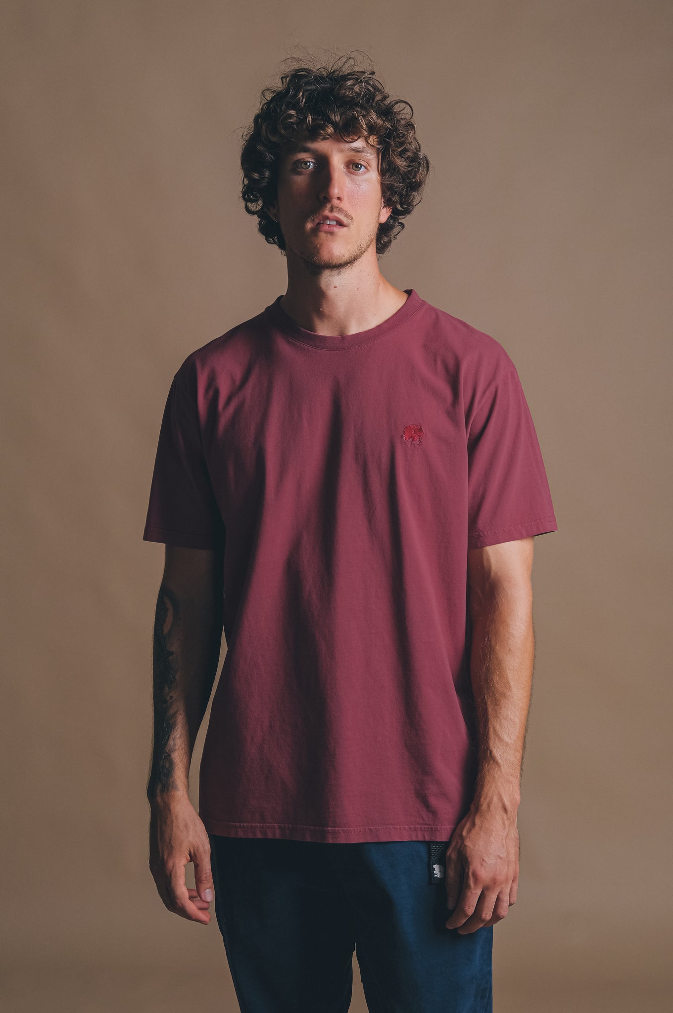 Almadraba Pigment Dyed T-Shirt Twilight Red