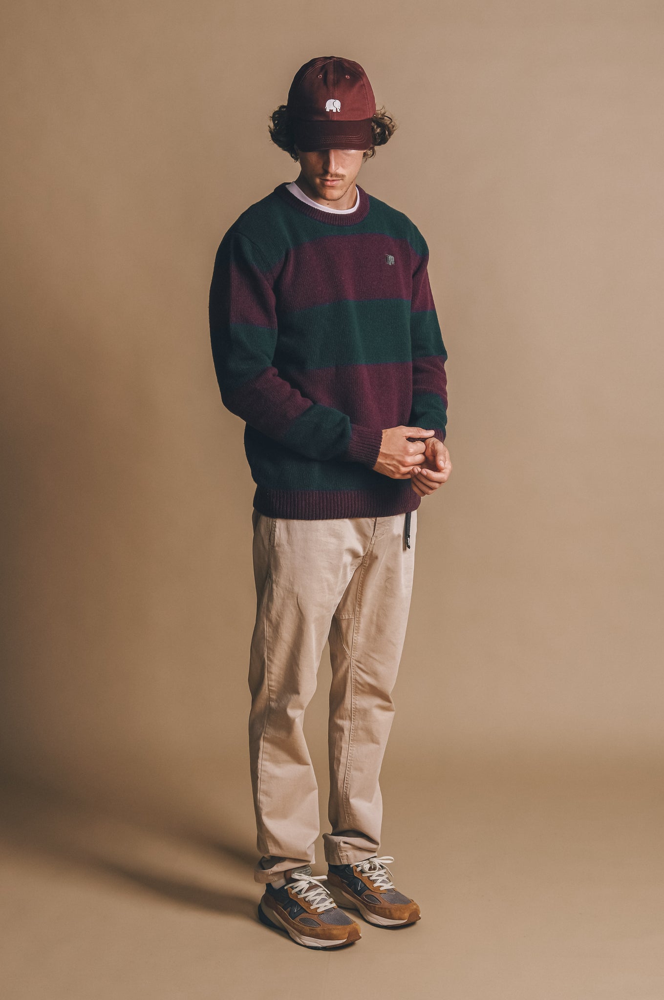 Sella Knit Pine Green/Wine Red