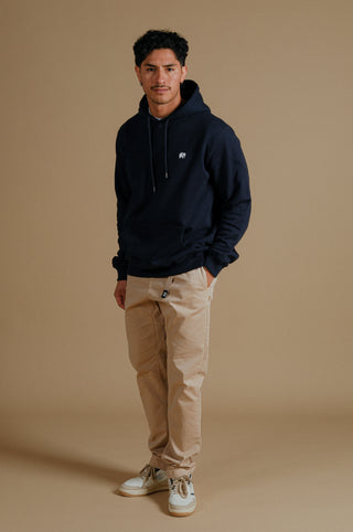 Personne portant un Explanada Organic Hoodie Blue, vue de face | TP_IMAGE_TYPE=MODEL_FRONT