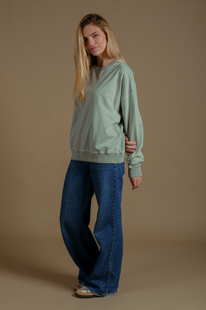 Women's Essential Pigment Oversized Sweater Reseda Green