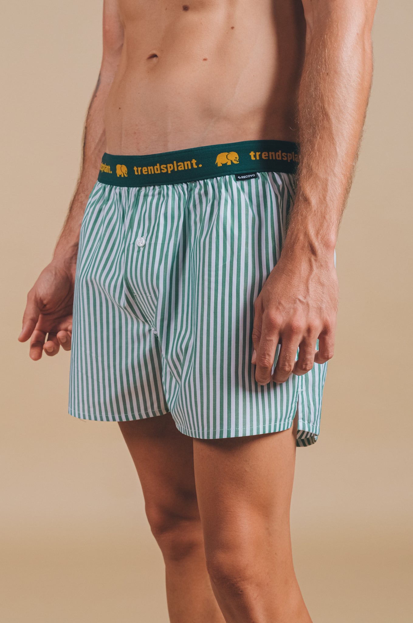 Recovo® x Trendsplant Striped Boxer Shorts Green