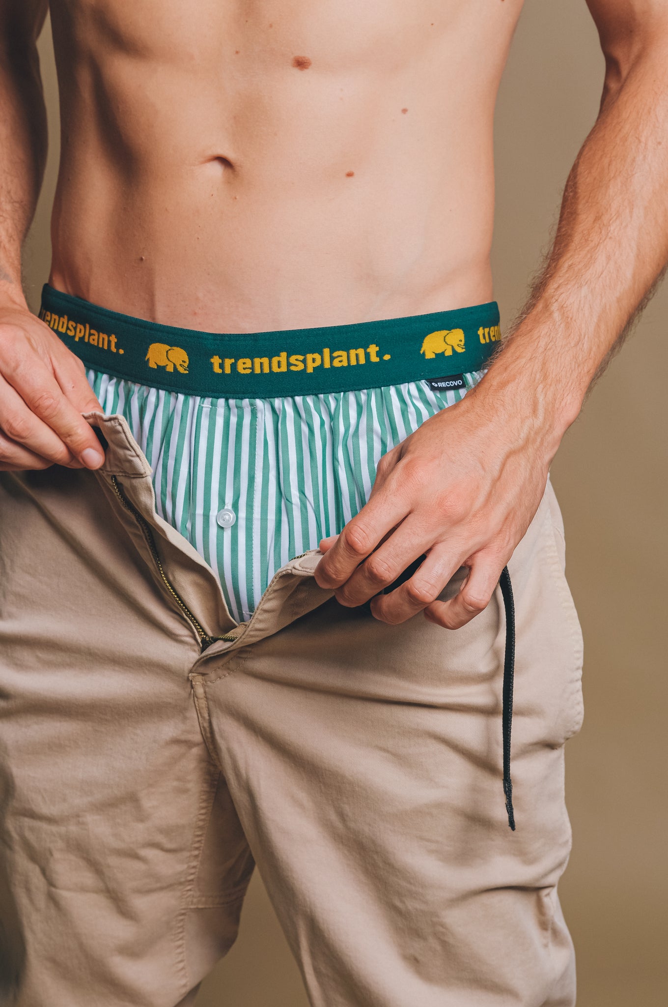 Recovo® x Trendsplant Striped Boxer Shorts Green