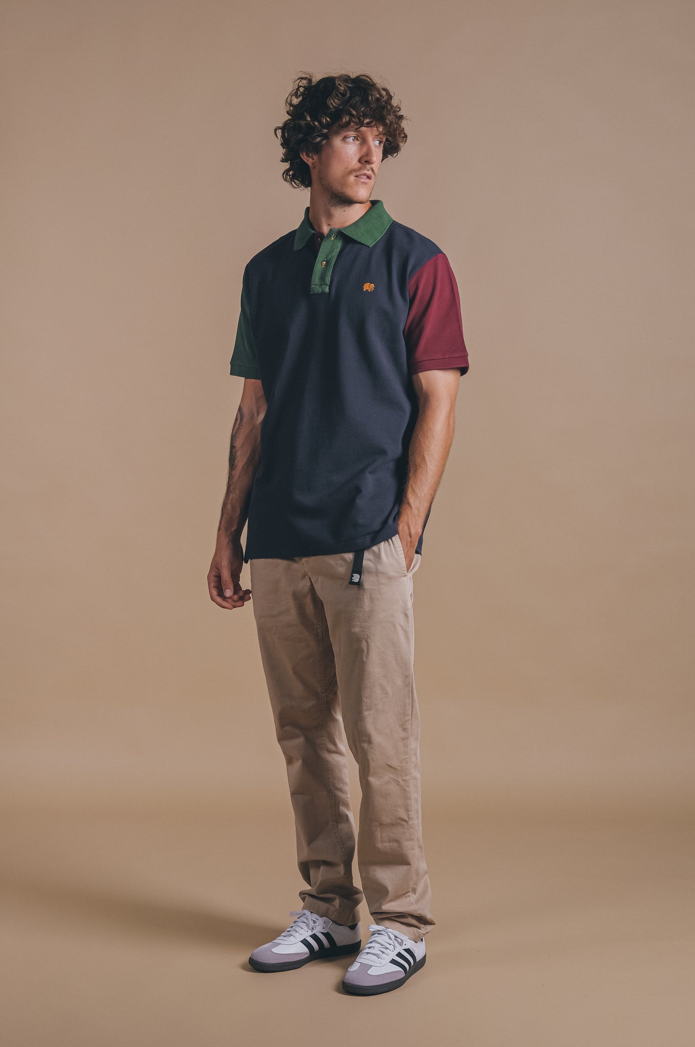 Organic Color Block Polo Shirt Trendsplant Blue