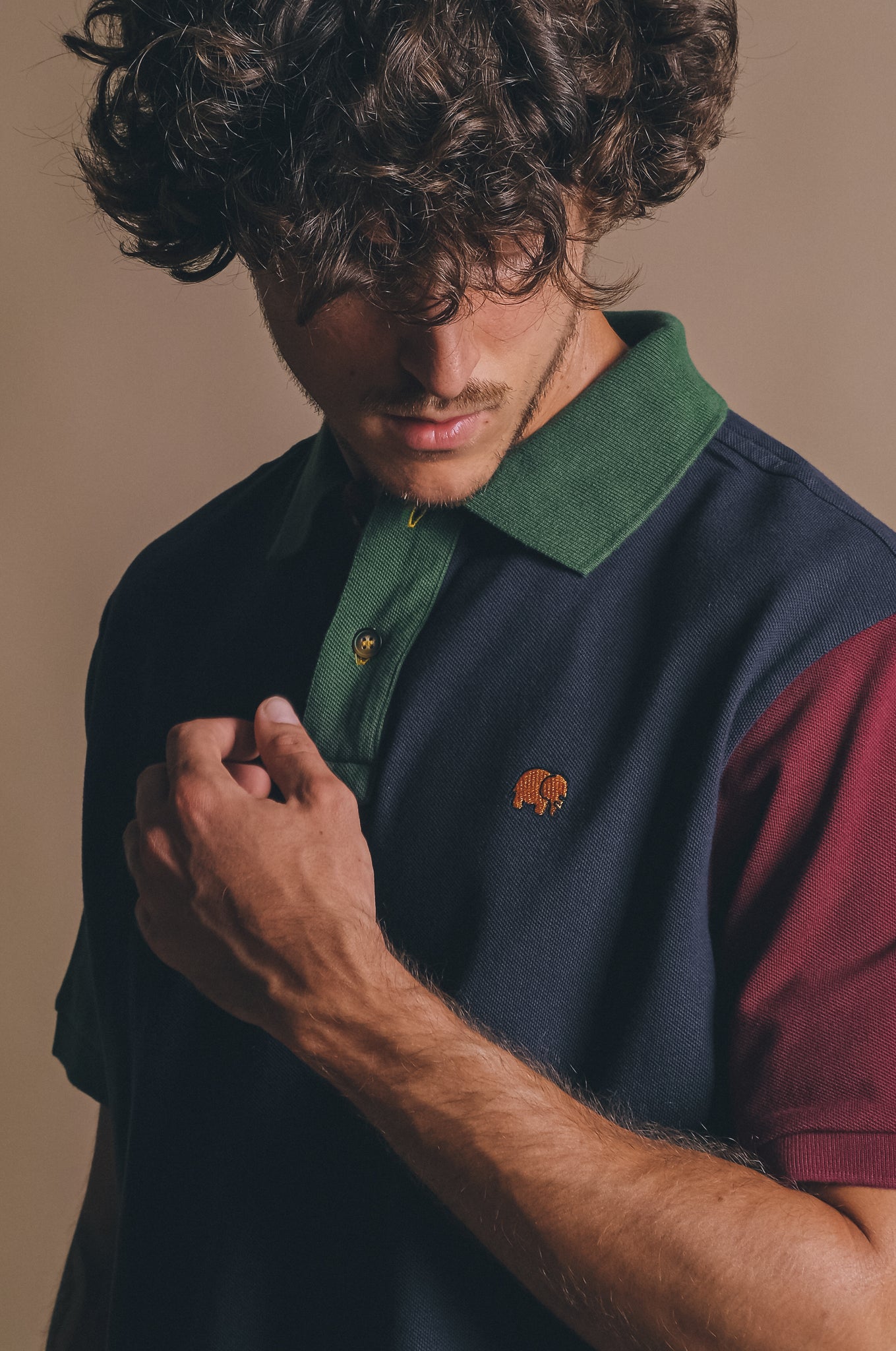 Organic Color Block Polo Shirt Trendsplant Blue