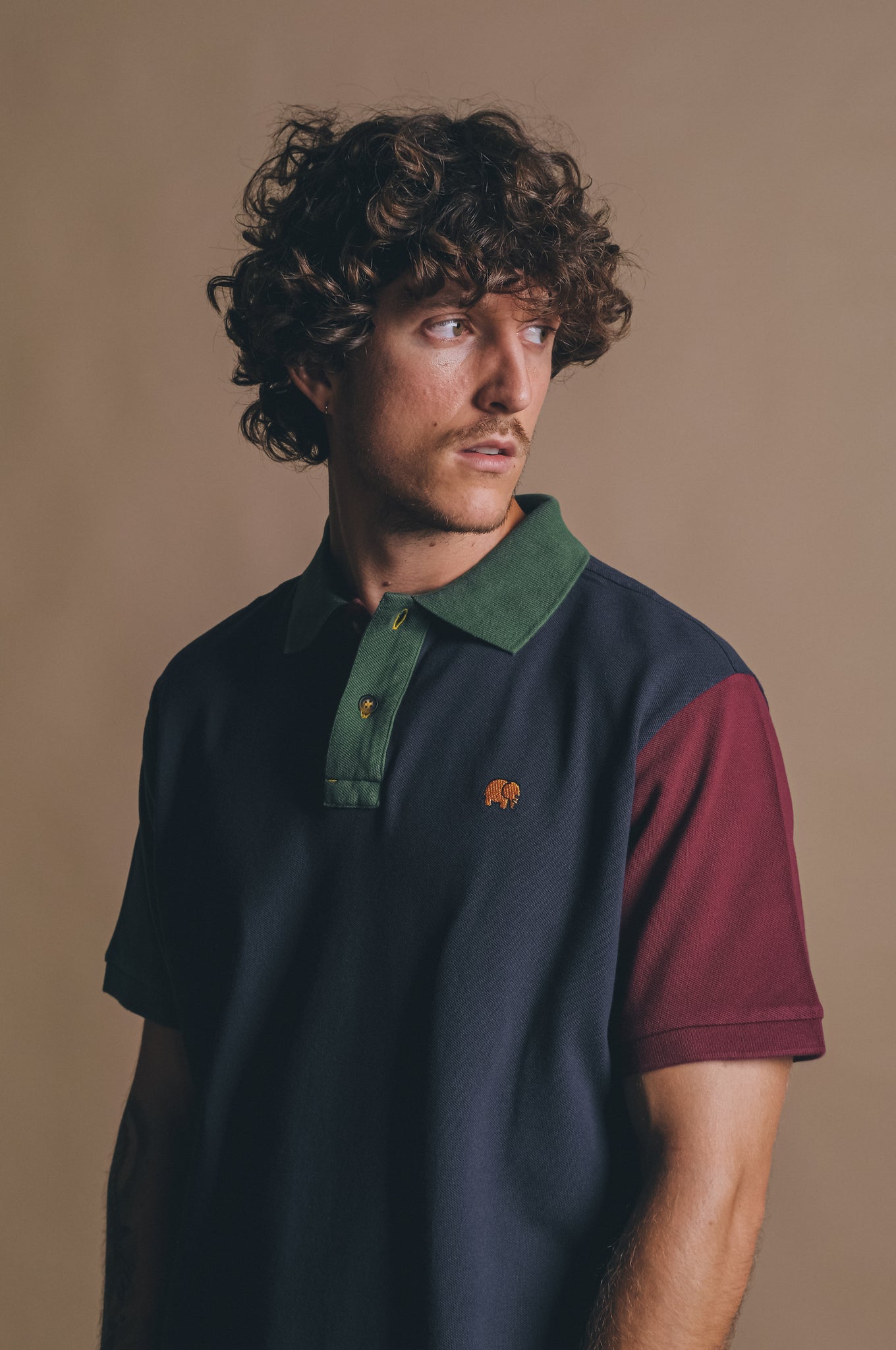 Organic Color Block Polo Shirt Trendsplant Blue