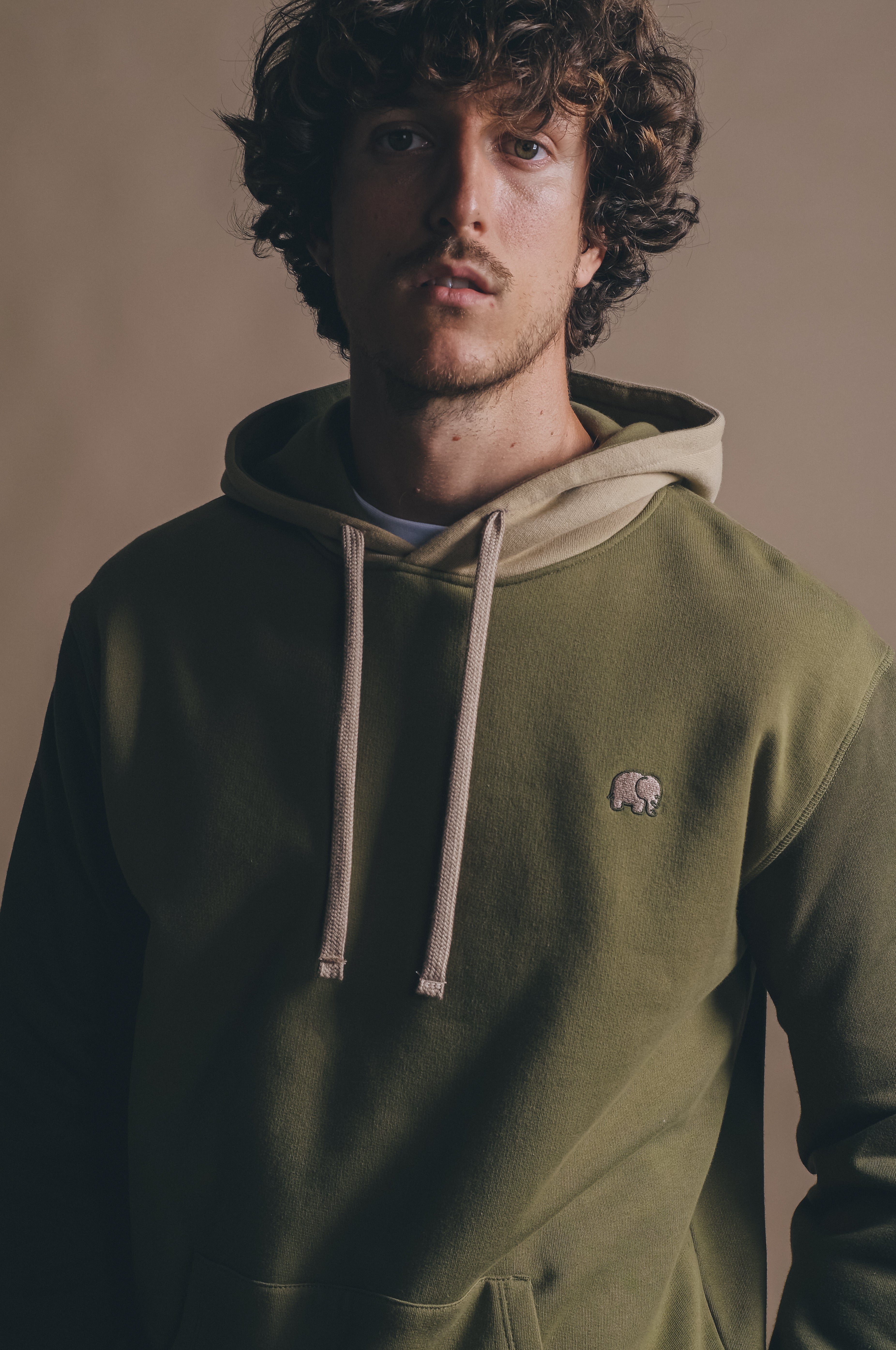 トップス Varsity Hooded Sweatshirt Dark Olive Drop Shoulder Hoodie - Olive – Hours
