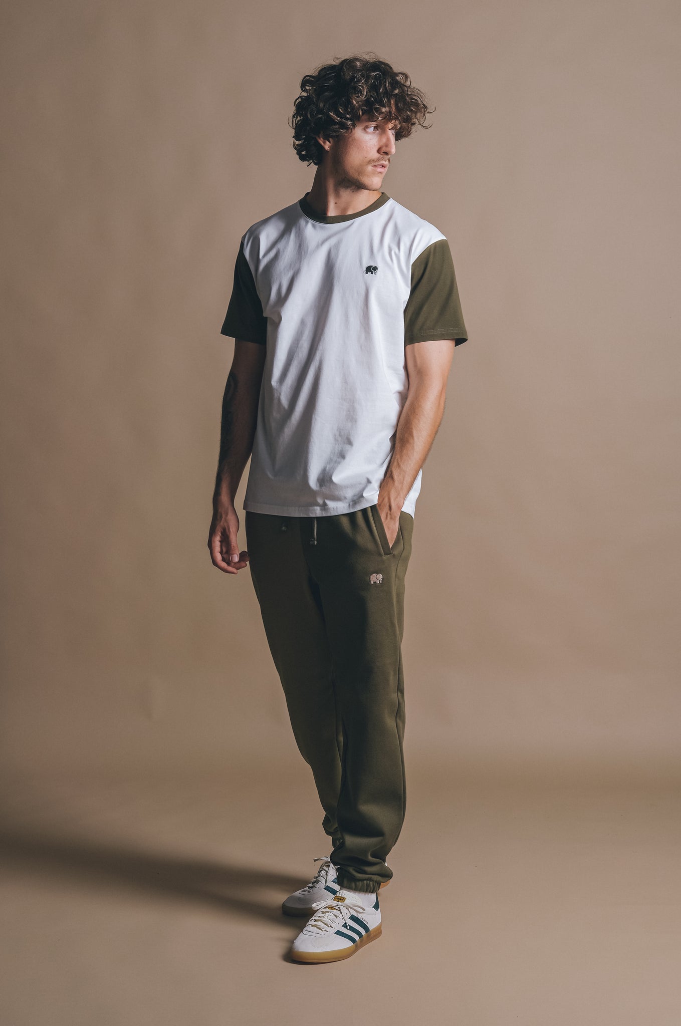 Organic Color Block Sweatpants Dark Olive/Gothic Olive