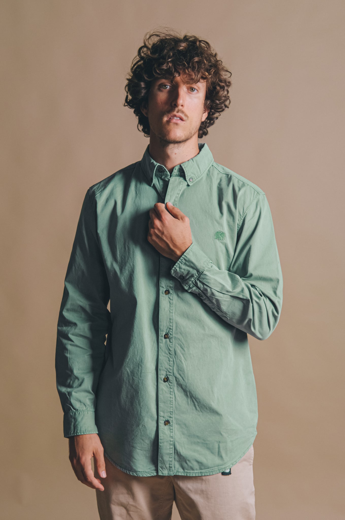 Postiguet Pigment Dyed Twill Shirt Eucaliptus