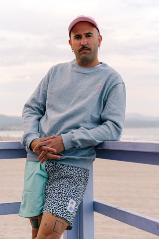 Persona che indossa la felpa Antonyo Marest x Trendsplant Art Hut in Sport Grey, vista frontale | TP_IMAGE_TYPE=MODEL_FRONT