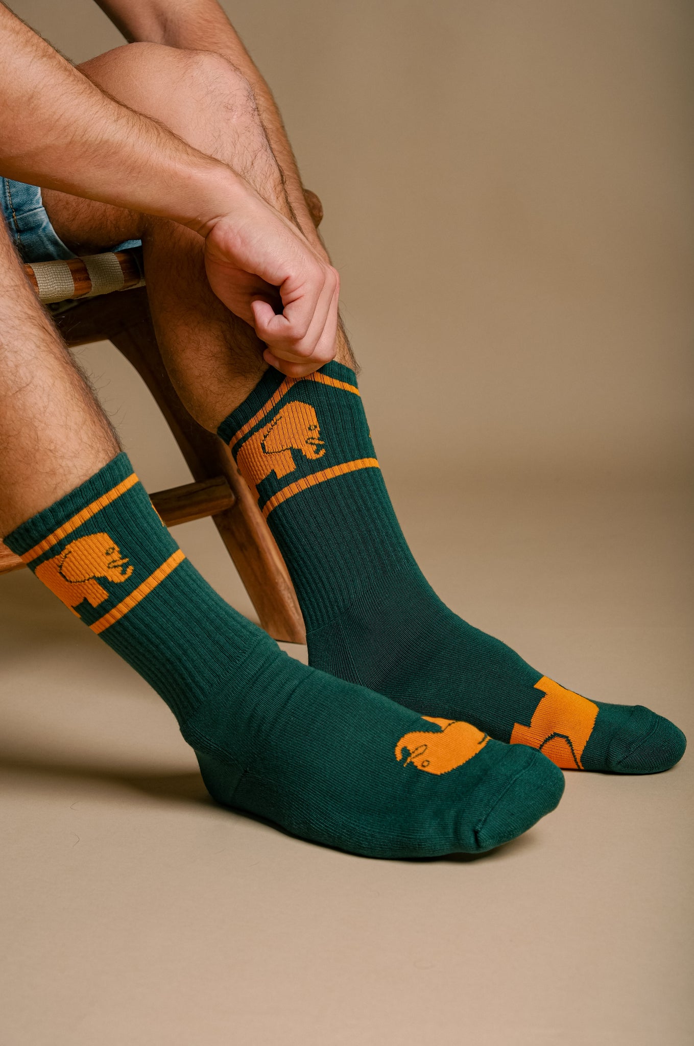 Green Organic Cotton Athletic Socks