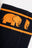 Détail en gros plan des chaussettes de sport en bambou bleu marine avec des motifs d'éléphants orange | TP_IMAGE_TYPE=DETAIL