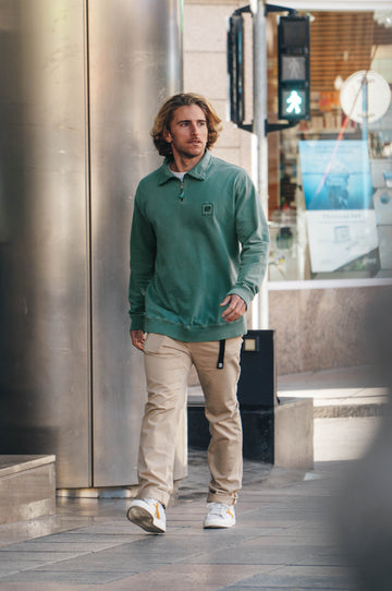 Men's Garment Dye Quarter-Zip Sweatshirt