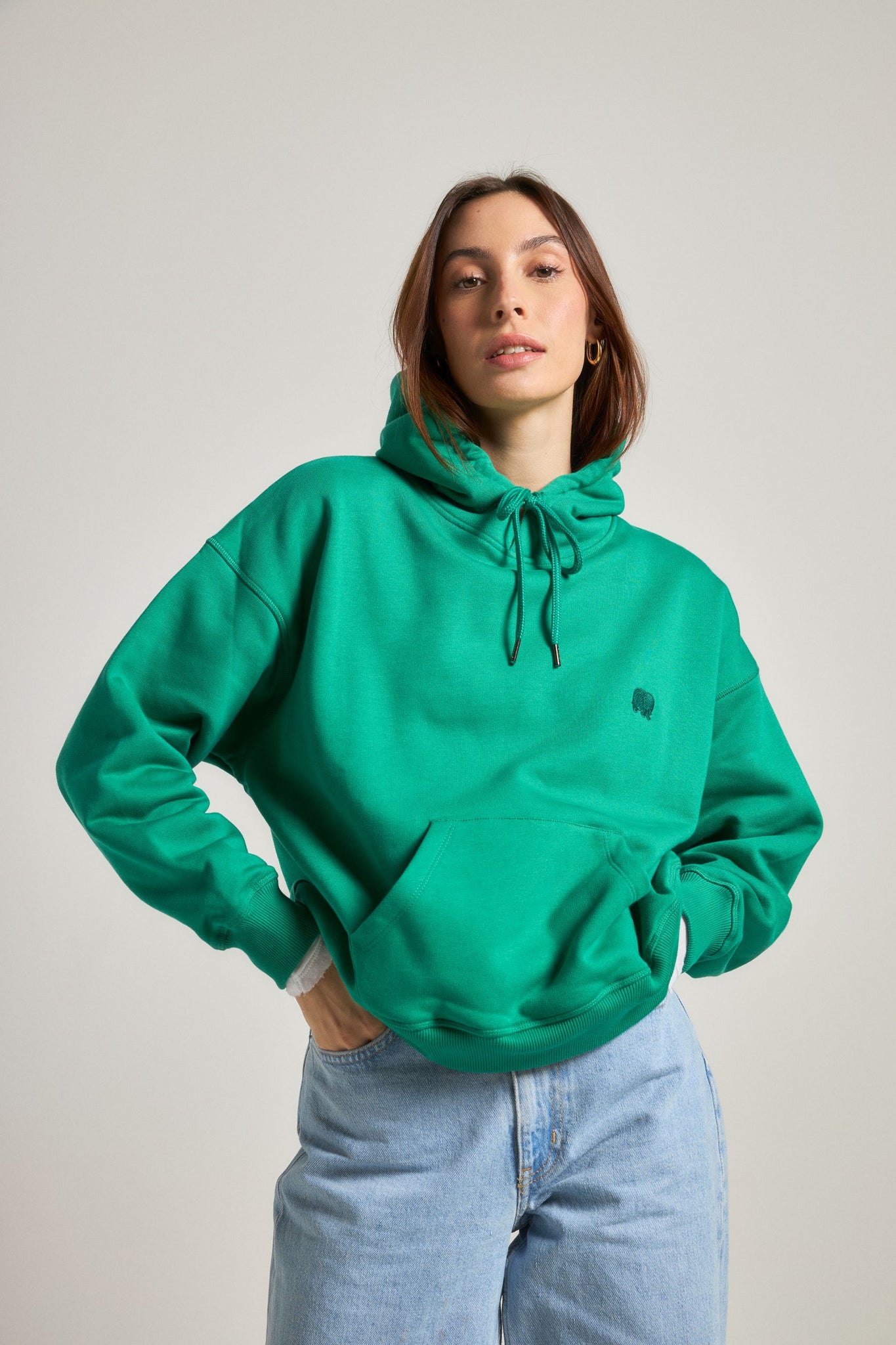 Women's Organic Essential Oversized Hoodie Bosphorus Green