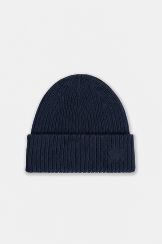 Marine rib knit beanie with a folded cuff and logo detail | TP_IMAGE_TYPE=SILHOUETTE_FRONT