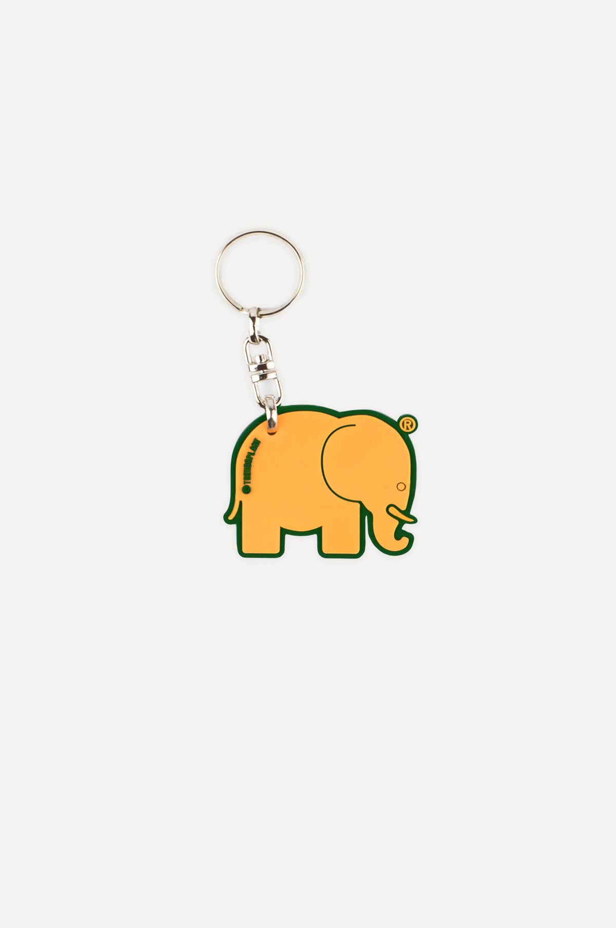 Portachiavi a forma di elefante in verde con un design giocoso | TP_IMAGE_TYPE=SILHOUETTE_FRONT