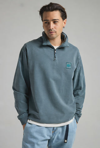 Sauce Pigment Dyed Quarter Zip Sweatshirt Elm Green
