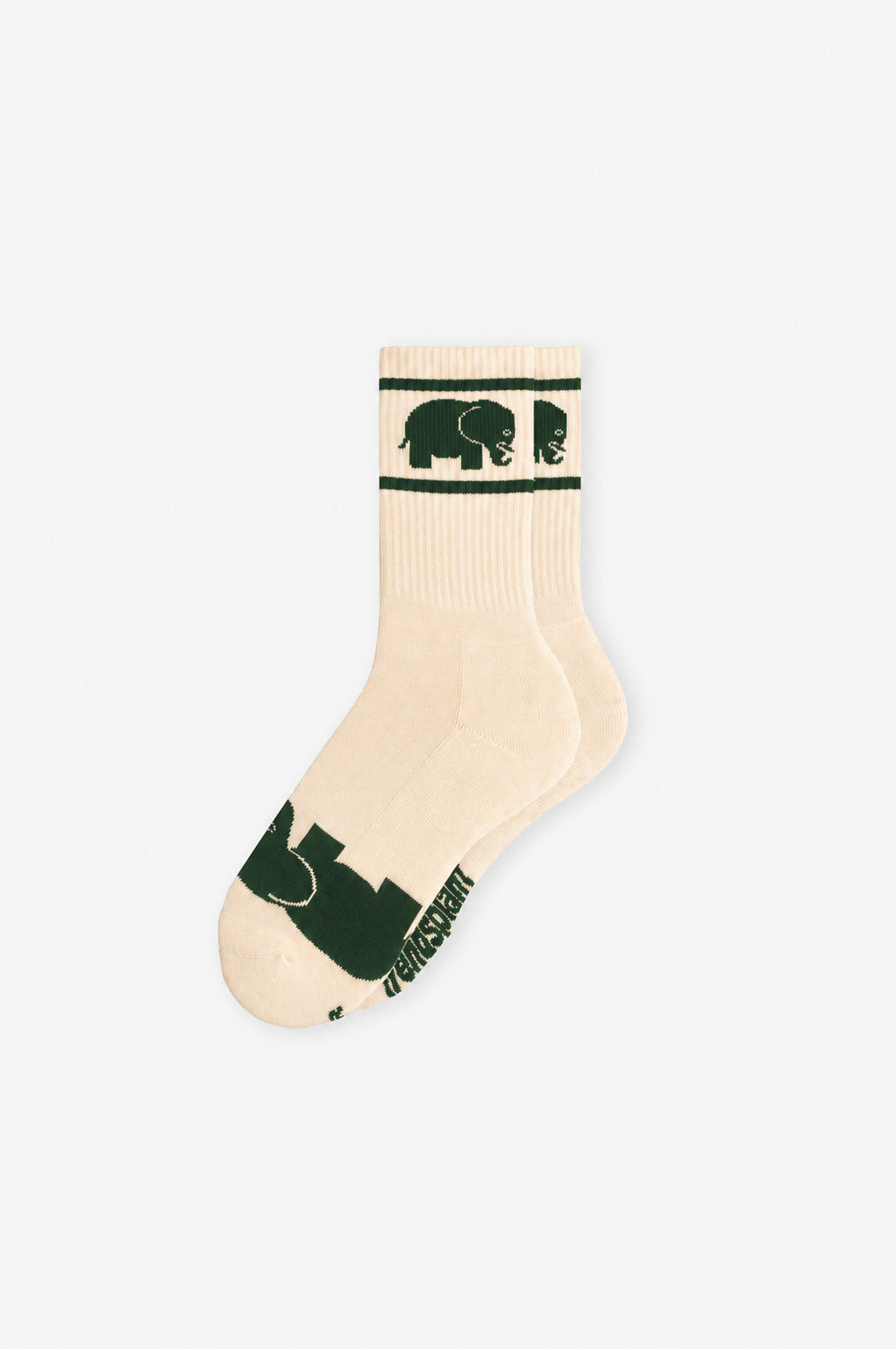 Chaussettes de sport en coton à tige courte, couleur ivoire, ornées de motifs éléphants ludiques | TP_IMAGE_TYPE=SILHOUETTE_FRONT
