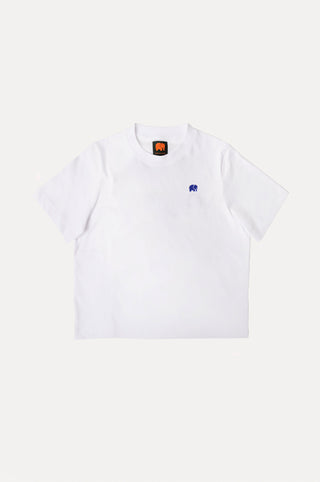 Silhouette du T-shirt Explanada Organic pour femme en blanc, avec un petit logo éléphant coloré | TP_IMAGE_TYPE=SILHOUETTE_FRONT
