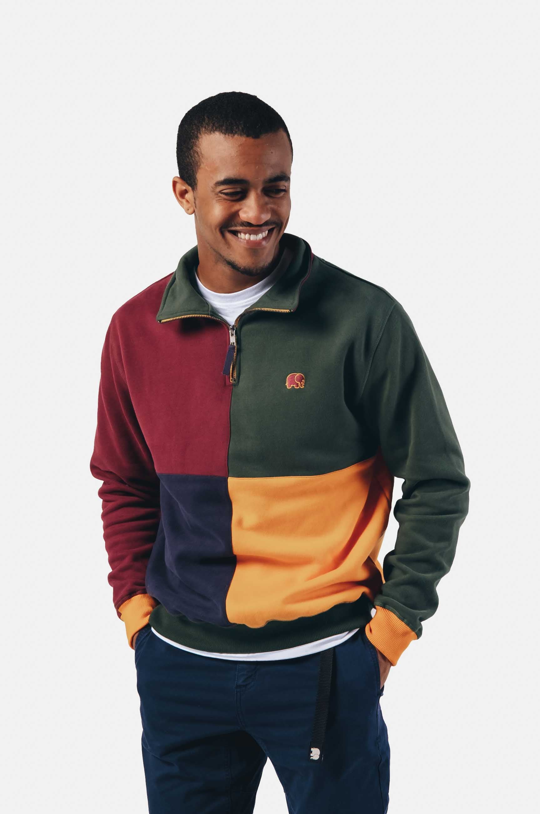 Color Block Half Zip Sweater