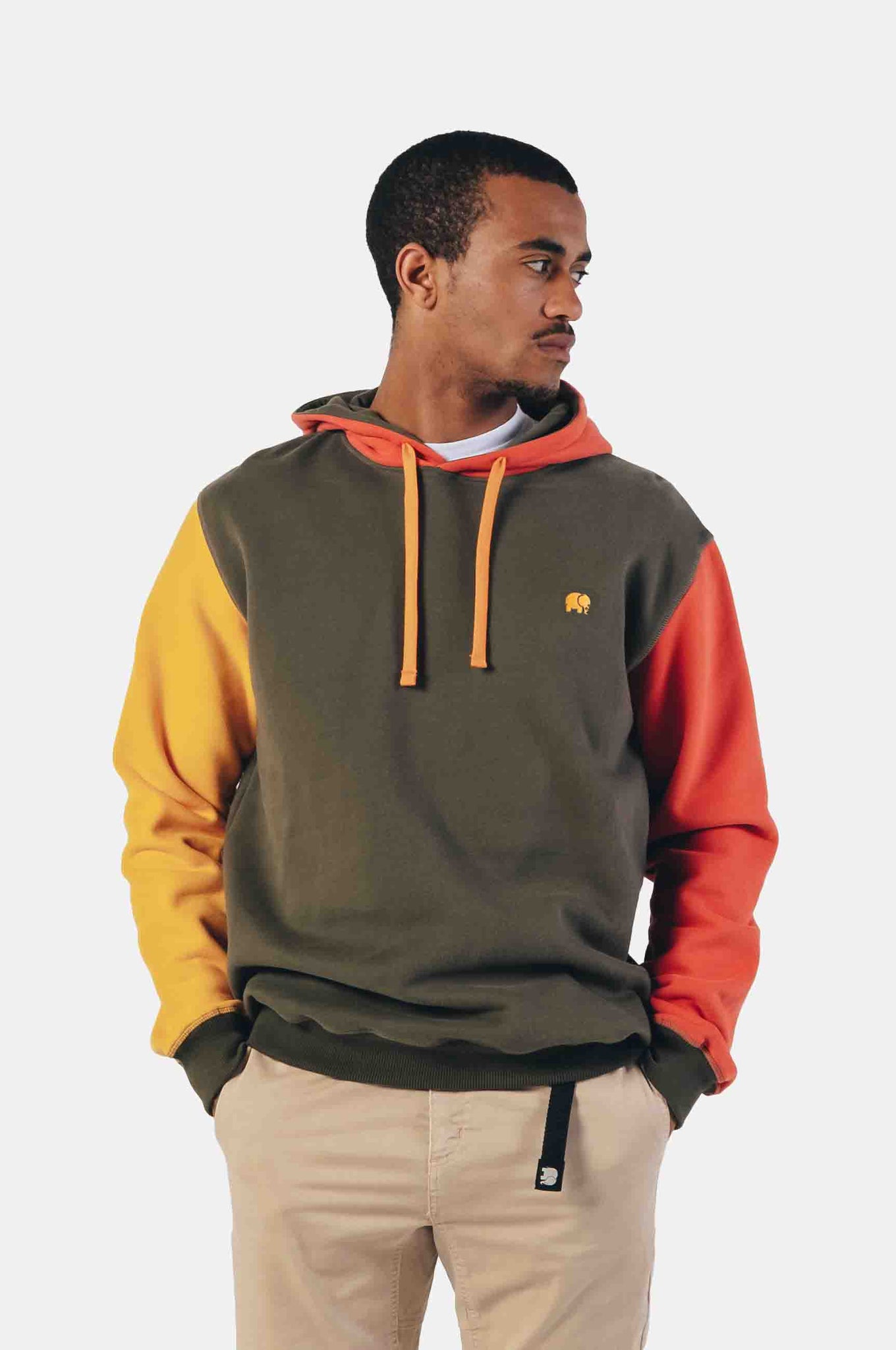 Color Block Hoodie Thyme Green