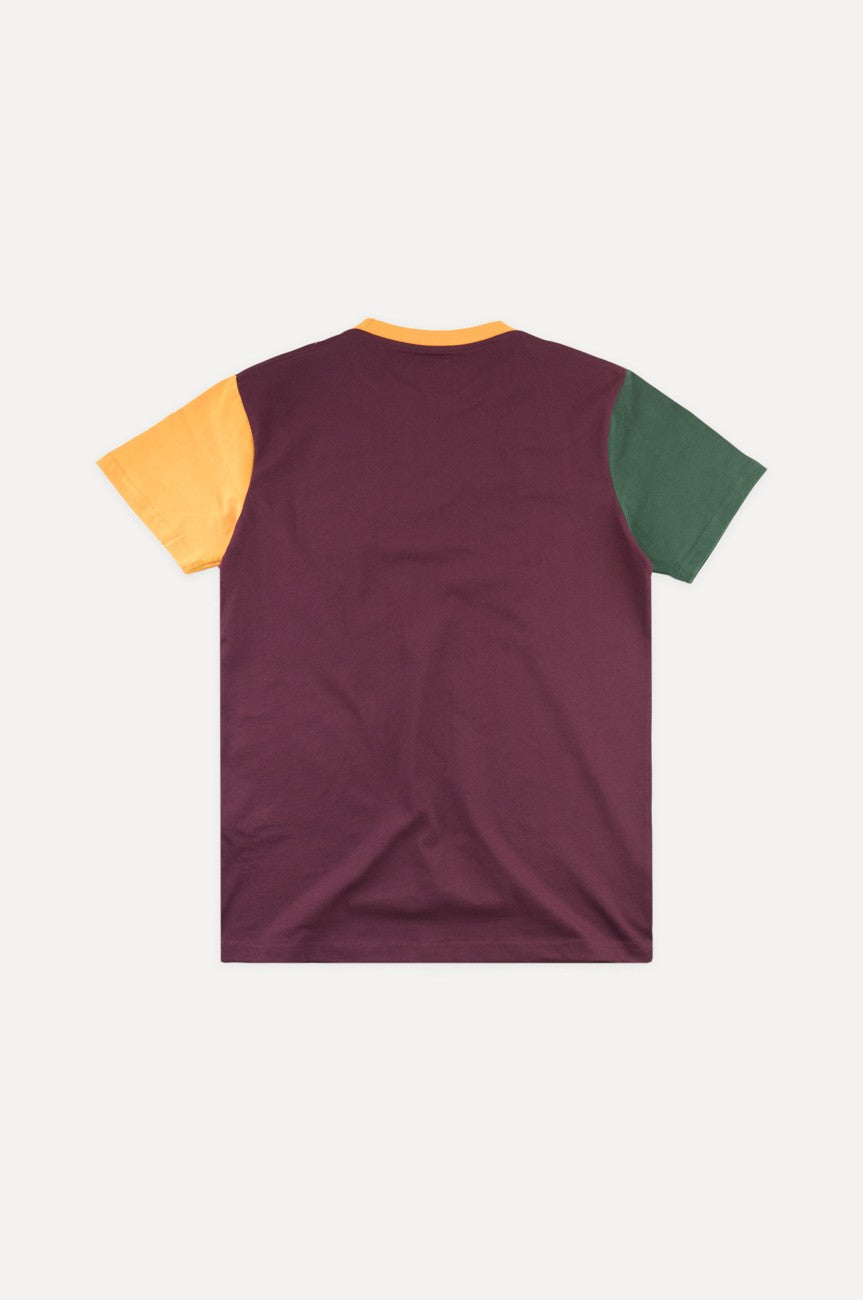 Camiseta Bolsillo Color Block Burgundy