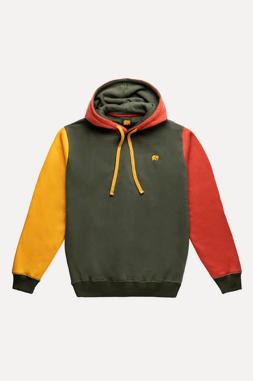 Sudadera Capucha Color Block Thyme Green