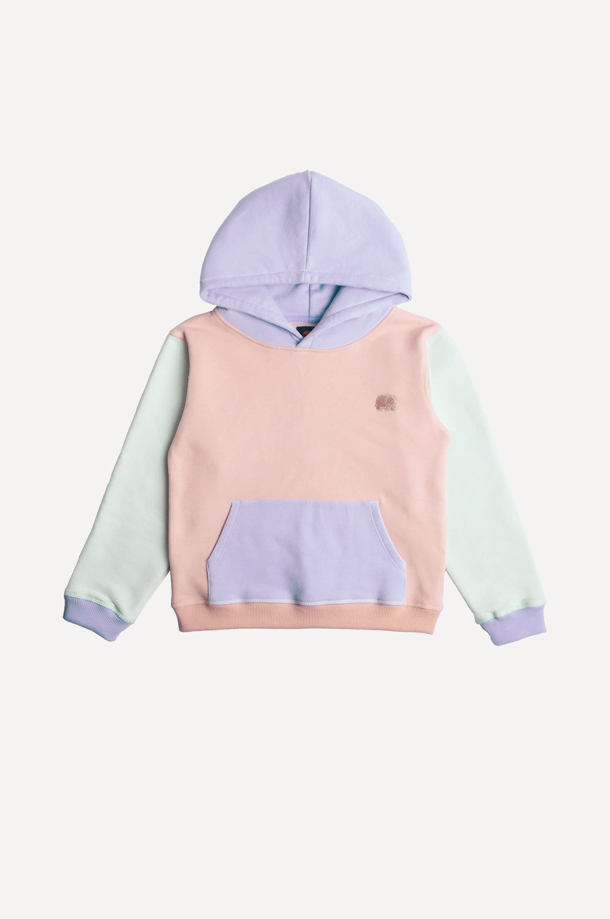 Silhouette avant d'un sweat à capuche Color Block pour enfant en rose pâle | TP_IMAGE_TYPE=SILHOUETTE_FRONT