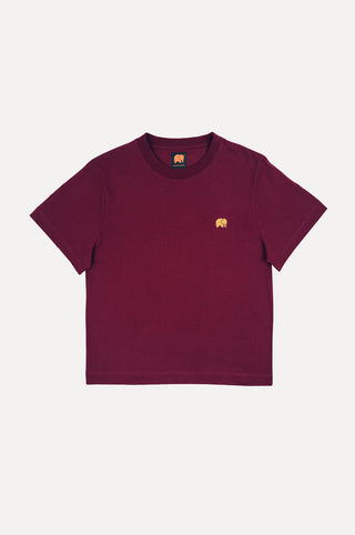 Silhouette frontale della T-shirt Organic Essential da donna in bordeaux | TP_IMAGE_TYPE=SILHOUETTE_FRONT